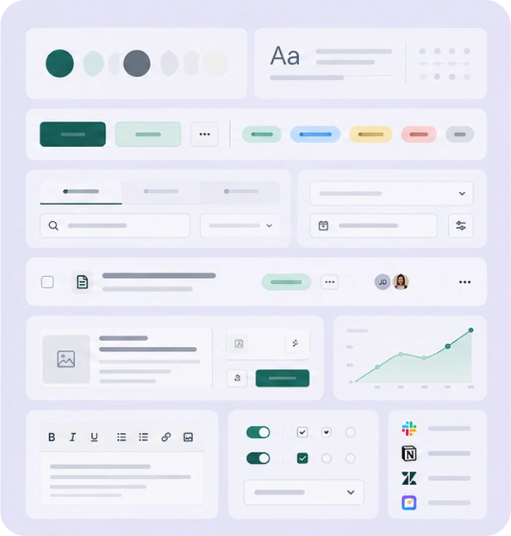 Ariglad component library with colours, type, buttons, status tags and form controls