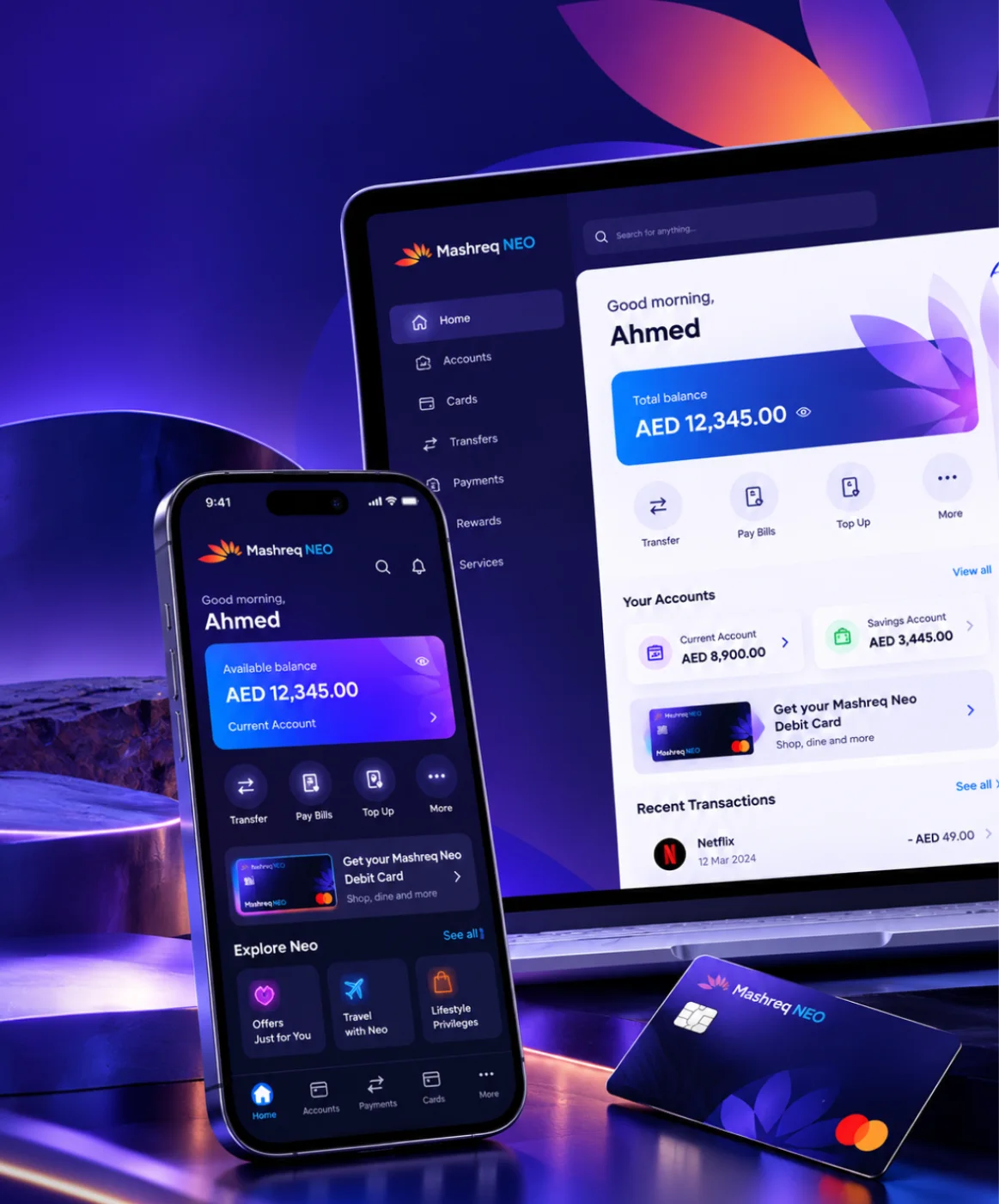 Mashreq NEO mobile and web banking app