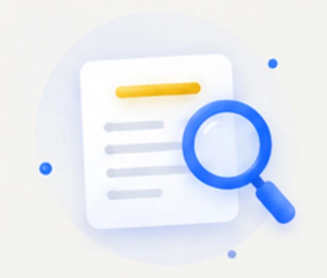 Requirements document with a magnifying glass