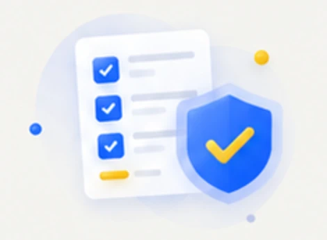 Test checklist with a security shield