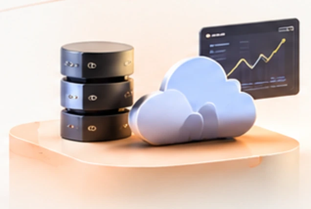 Database and cloud with a live chart