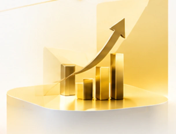 Rising gold bar chart